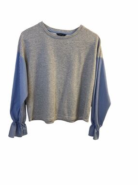 Hannah Gray and Blue Striped Long Sleeve Sweatshirt Size L